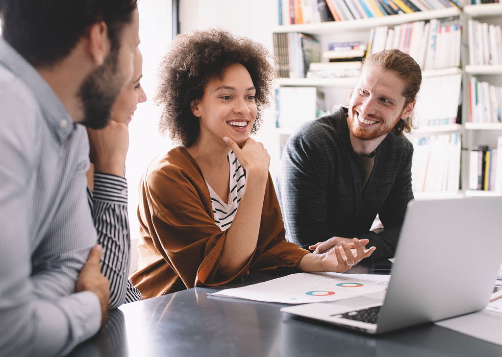 Positive happy people in a meeting